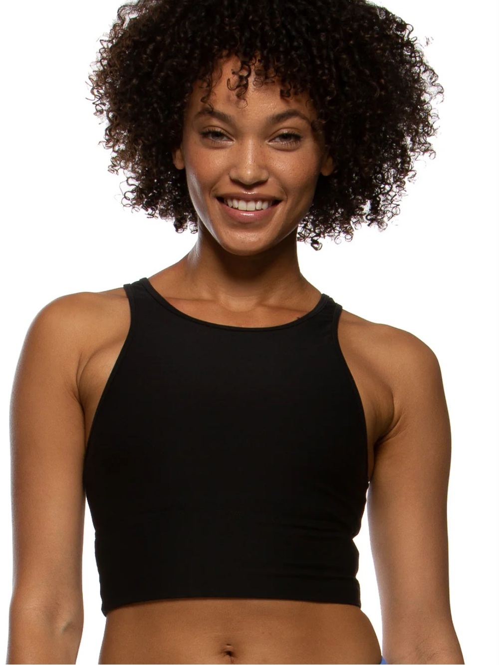 Jolyn Sarae Black High Neck Swim Top Cutout Sports Bra Crop Top Medium